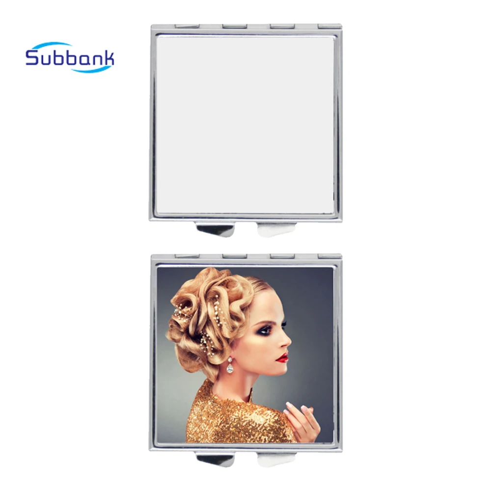 Subbank Square Foldable Compact Makeup Blank Pocket Mirror Ladies Travel Mini Portable Metal Sublimation Cosmetic Mirror