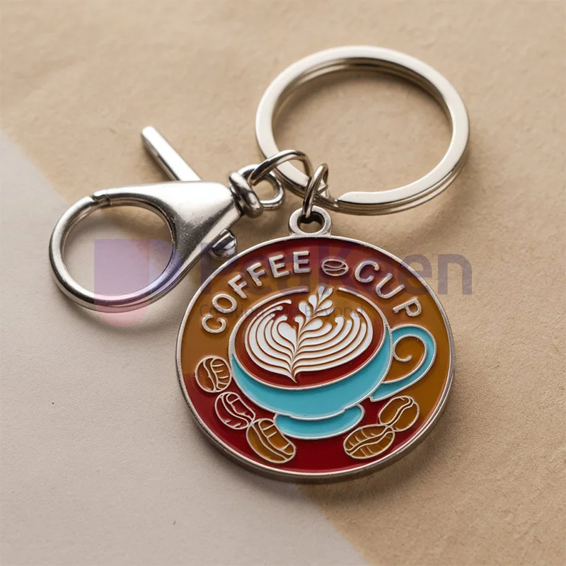 Wholesales Custom Hard Soft Enamel Metal Logo Luxury Brand Mini Coffee Bean Cup Liver Keychain