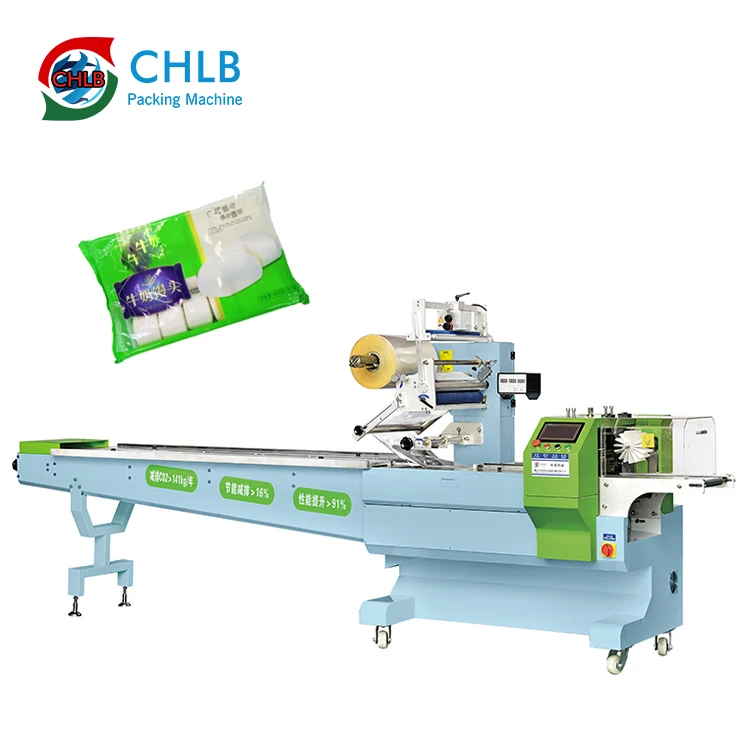 Horizontal Automatic Hamburger Bread Pillow Wrapping Packaging Machine Originated Full Servo Flow Food Packing Machine for Bread