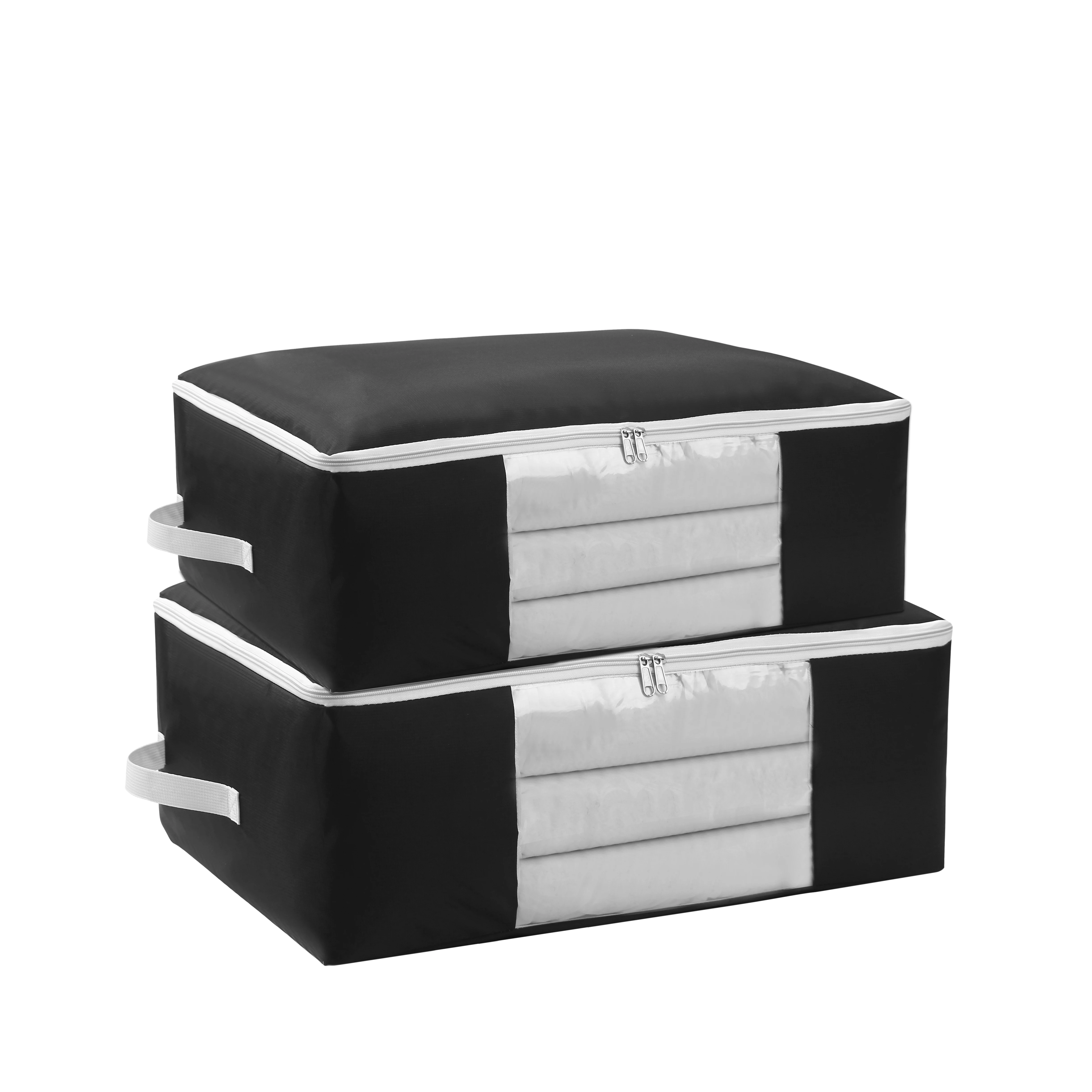 Бесплатный образец, складной прочный органайзер из ткани Оксфорд для хранения одеял, одежды, Сумка с окошком из ПВХ