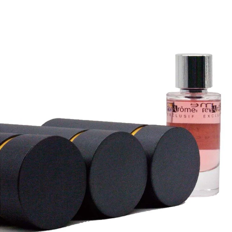 Custom Logo Wholesale Black Rigid Round Paper Perfume Bottle Cosmetic Packaging Empty Perfume Box Luxury Gift