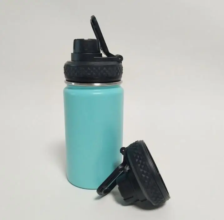 Wide Mouth 12 oz Stainless Steel Sports Water Bottle,  stainless steel Double Wall Vacuum Insulated hermos Flask with Spout Lid