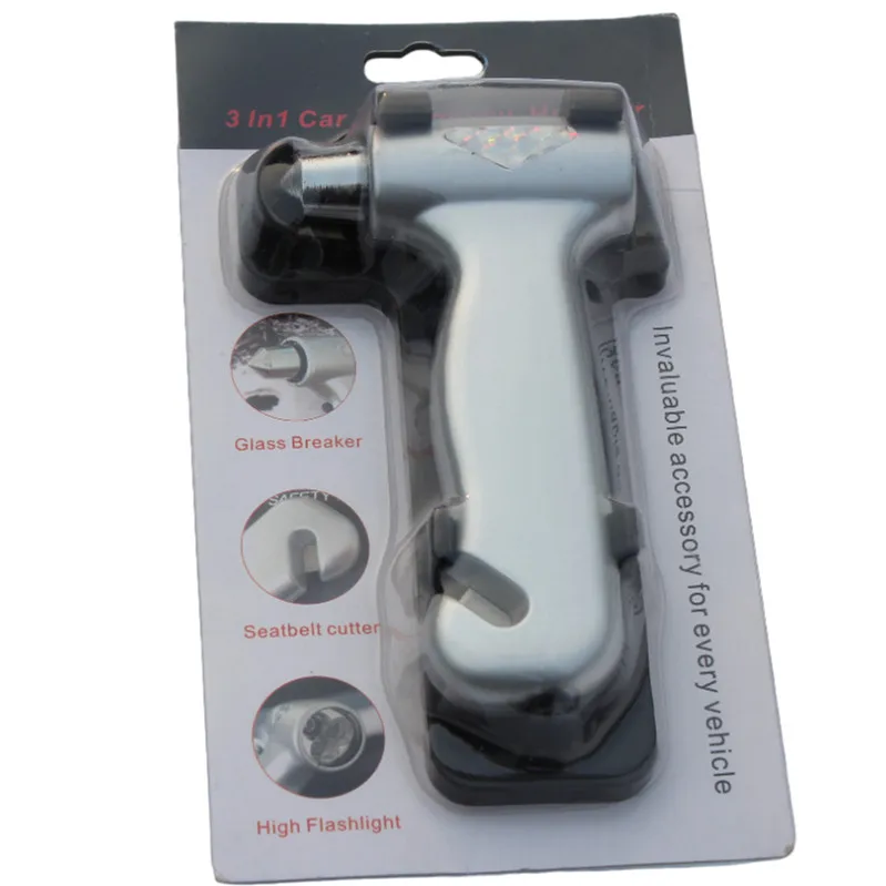 3 in 1 car safety hammer with high flash light window breaker