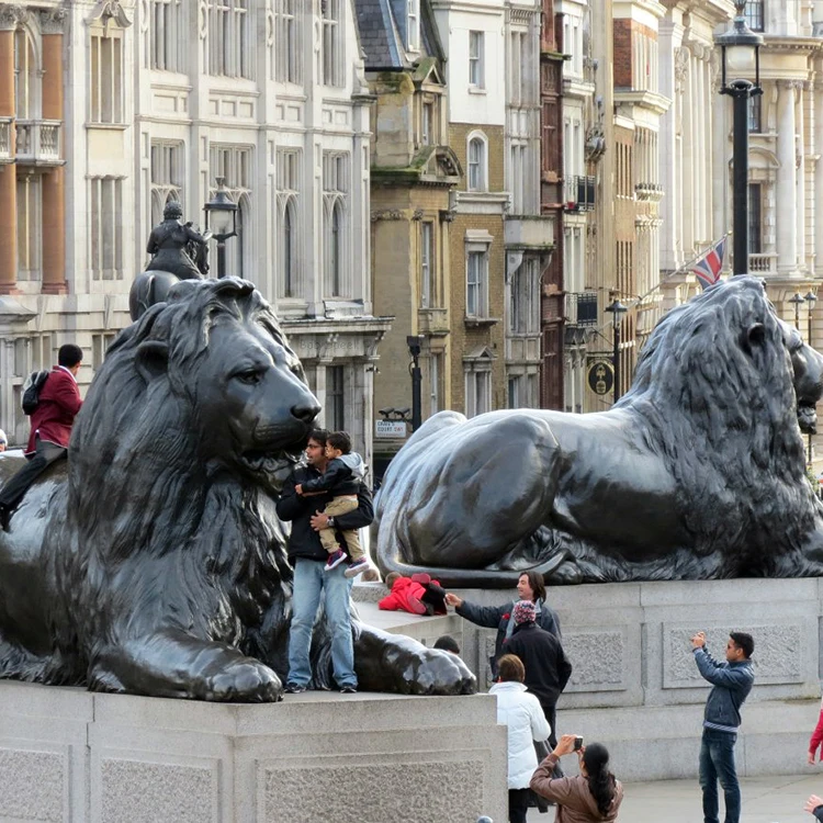 Статуя Льва большого размера из Лондона бронзовая статуя животного Лежащая льва
