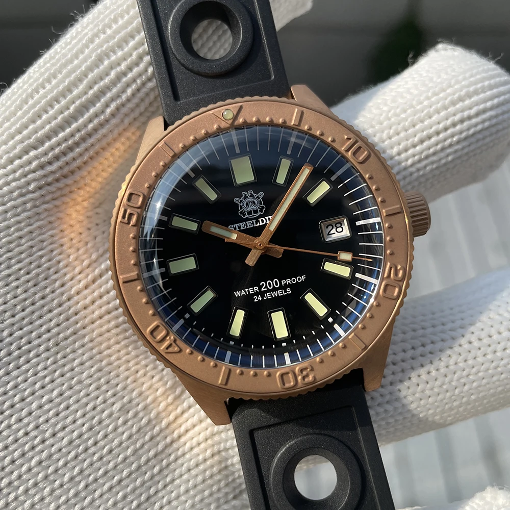 Новое поступление 2020! Мужские водонепроницаемые часы SD1962S Steeldive NH35 с автоматическим сапфировым стеклом бронзовые для дайвинга 200 м