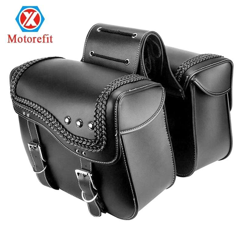 Motorcycle Saddlebags PU Leather Luggage Side Bag Tool Bags For Touring Electra Glide Sportster 883 1200 Waterproof Tail Bag
