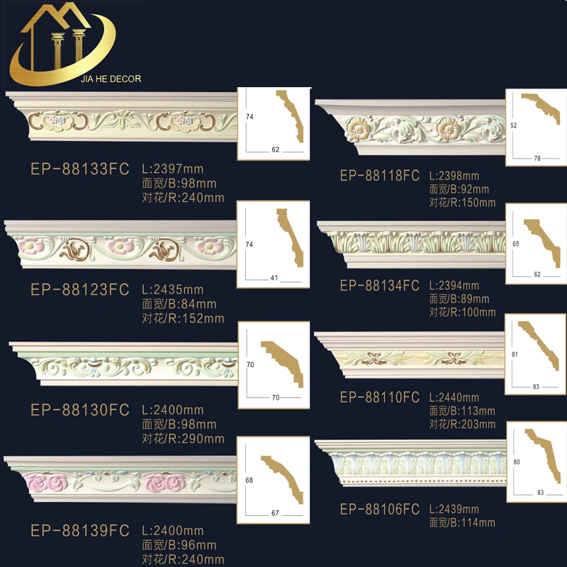 
acanthus leaf design customized painting color interior decorative polyurethane crown moulding for home 