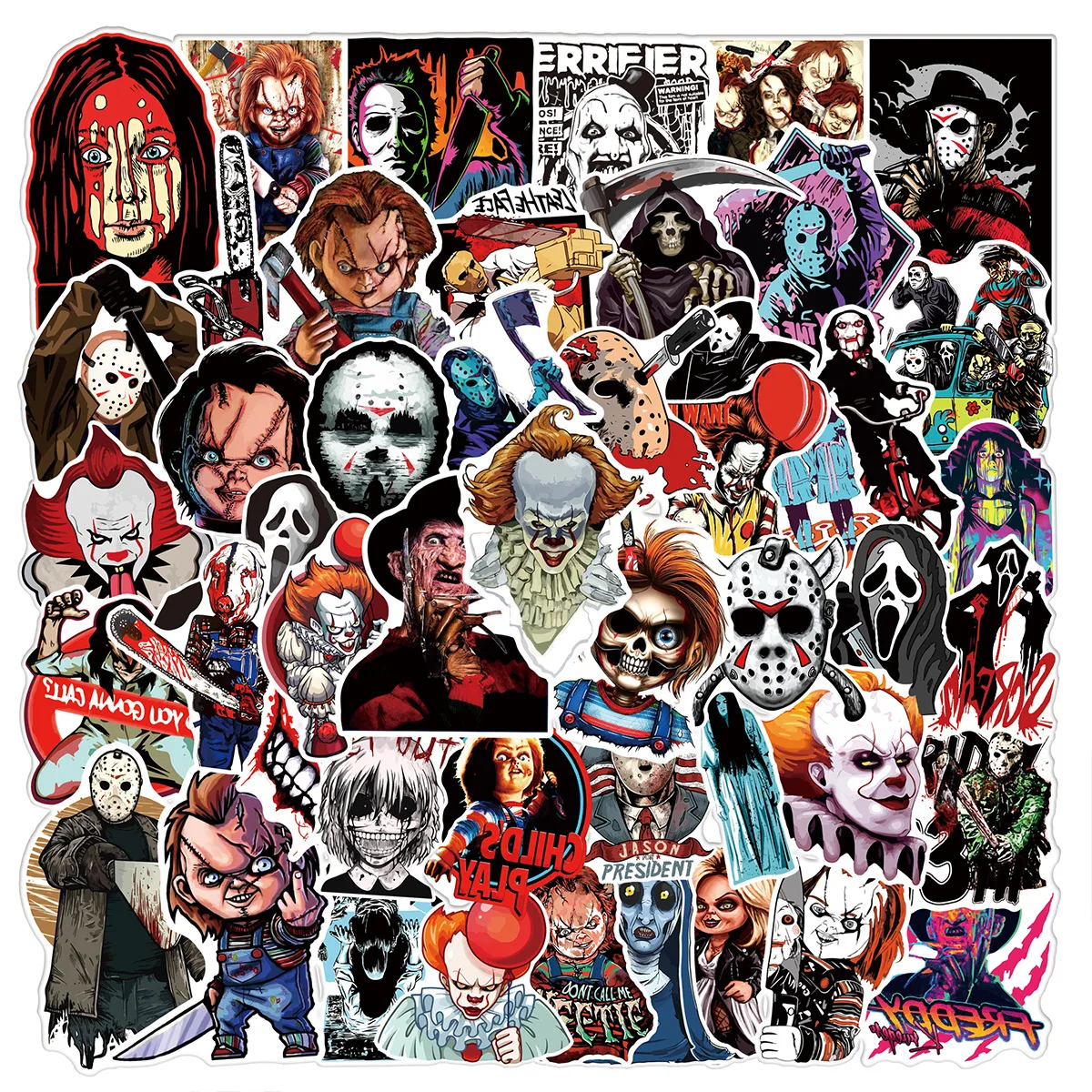 50PCS USA horror movie sticker graffiti halloween animatronics horror for teens skeleton art sticker