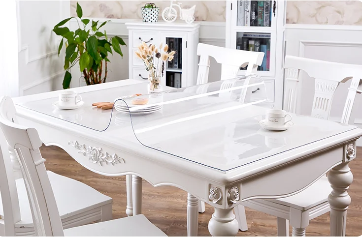 Transparent table mat PVC waterproof oilproof ironing and washable table top high quality protective film