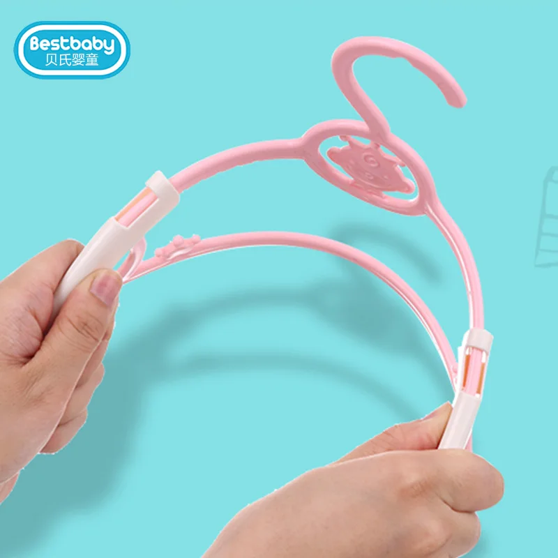 Wholesale Dry And Wet Dual-Use Baby Kids Clothes Hangers Plastic Cute Adjustable Children Baby Clothes Drying Hanger