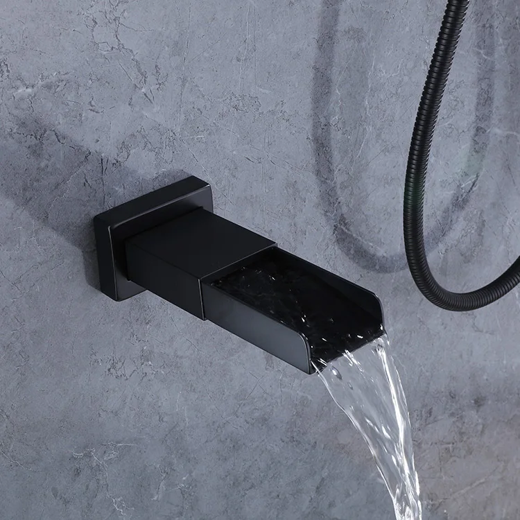 Black Built In Wall Mounted Concealed Stainless Steel Showers Systems Squared Inwall Shower Set Mixer Thermostatic For Bathroom