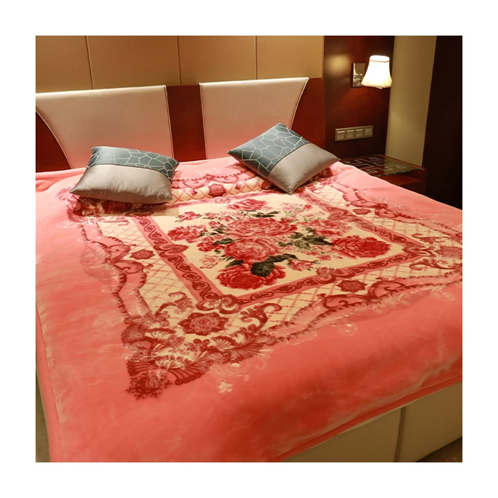 Высокое качество 2-слойное одеяло с принтом в Корейском стиле с тиснением Raschel одеяло для сохранения тепла