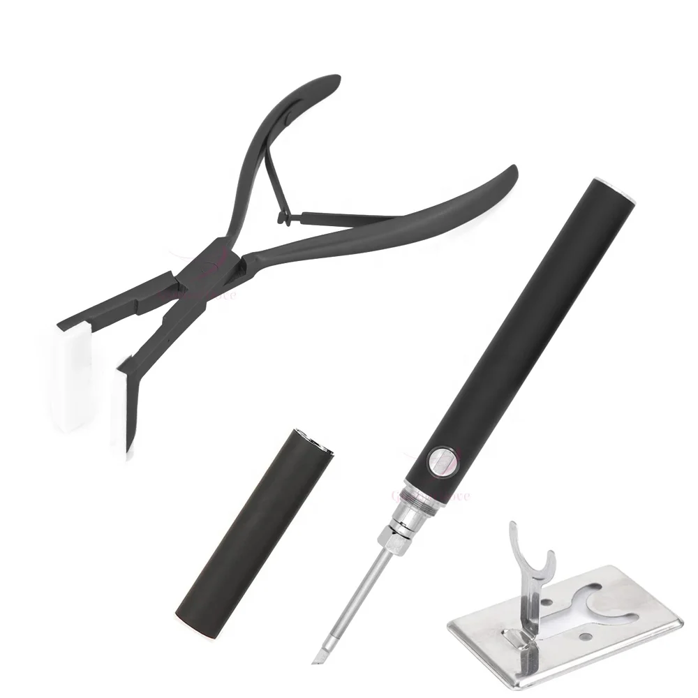 Professional Tape-in Hair Extension Tools Set With Sealing Pliers, Tape Removal Iron Heated Electric Tape Tabs Remover