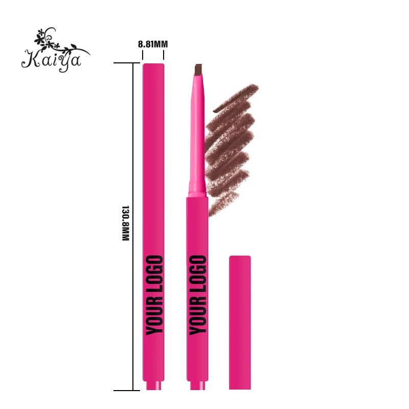 Customized Press Heart Button Smooth Pigment Slim Waterproof Brown Lipliner Pen Creamy Lips Makeup Nude Matte Vegan Lip Liner