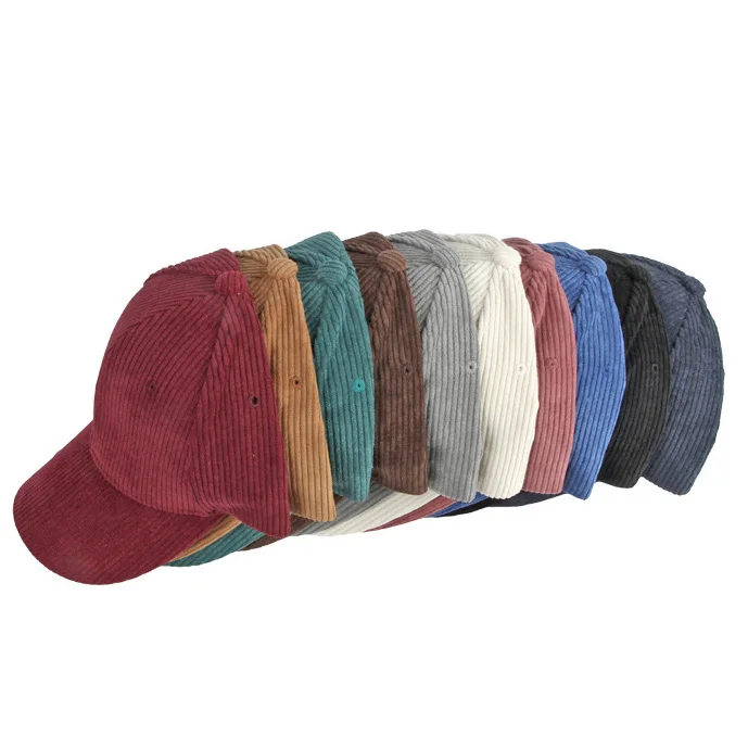 Fashion wholesale winter Simple solid color cap  warmth vintage blank dad hat men sport Corduroy baseball cap