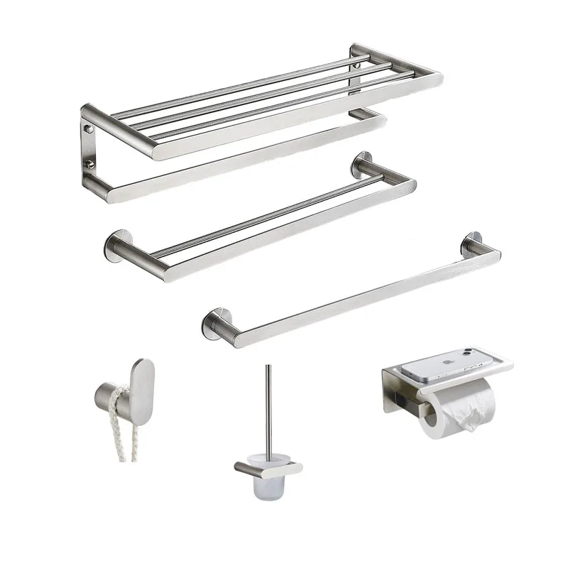 SUS 304 Stainless Steel Hardware six Piece Set Stainless Steel Hardware Toilet wire-drawing Accessories Bathroom Accessories Set