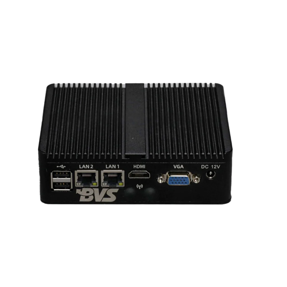 Dual NIC Fanless Mini Desktop Computer with Win-10 Pro 8GB DDR3 128GB SSD Small Desktop PC Support Dual Display, Auto Power On
