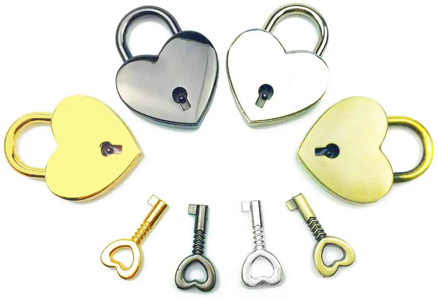 Custom heart shape padlocks and keys fingerprinting smart tuya practice art craftsman ship brass rose gold suitcase disc padlock