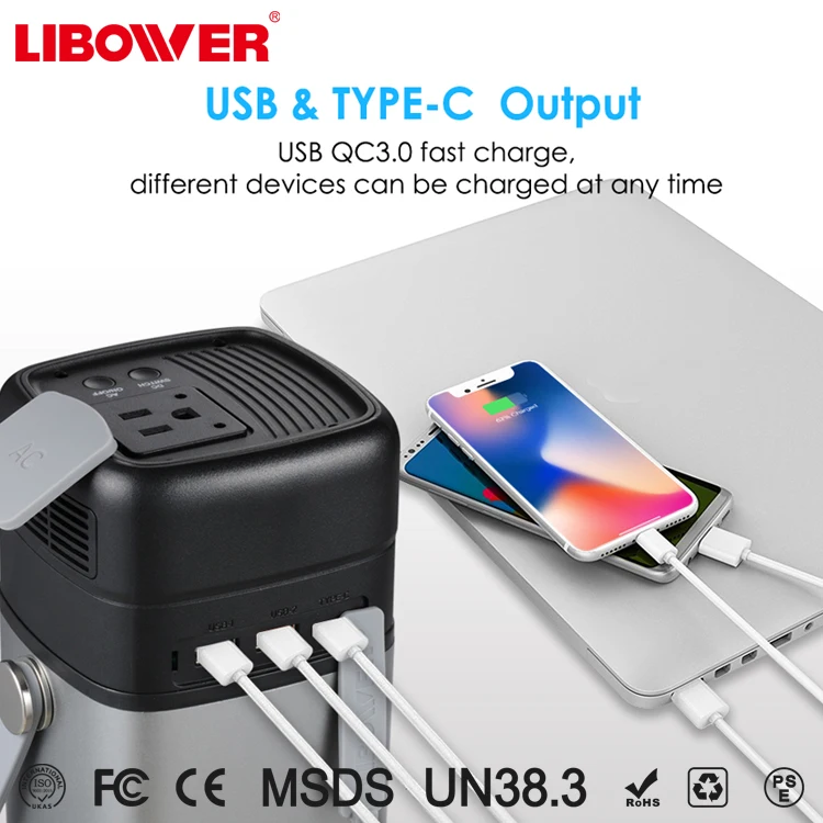 Lithium  battery 50w power bank 120000mah portable Solar green energy input stations