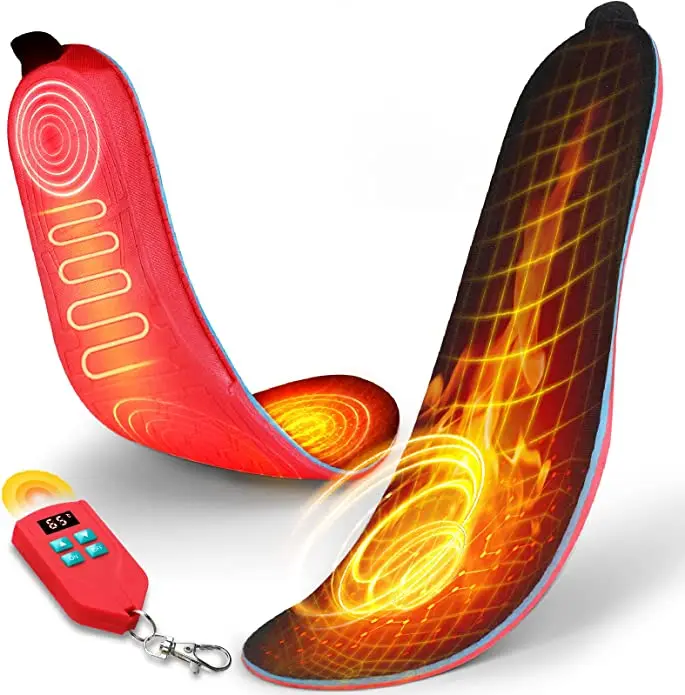 Heated Insoles for Men Women, Rechargeable Foot Warmers with LED Display Remote Control, Wireless Heat Insoles for Outdoors