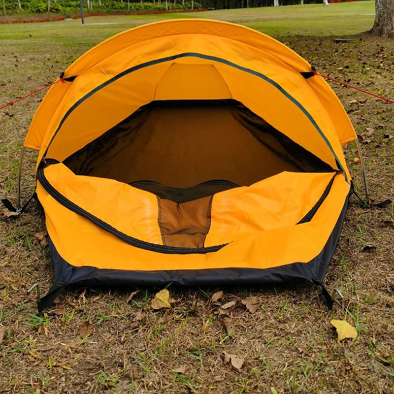 Single Person Outdoor Bivvy Tent Ultralight Hiking Backpacking Light Weight 1 Man Sleeping Tent 3 Seasons Green Orange