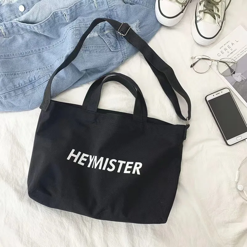 Wholesale Canvas Tote Bag Cross Body Messenger Bag Unisex Shopping Beach Travel Bag with Snap Customized Logo