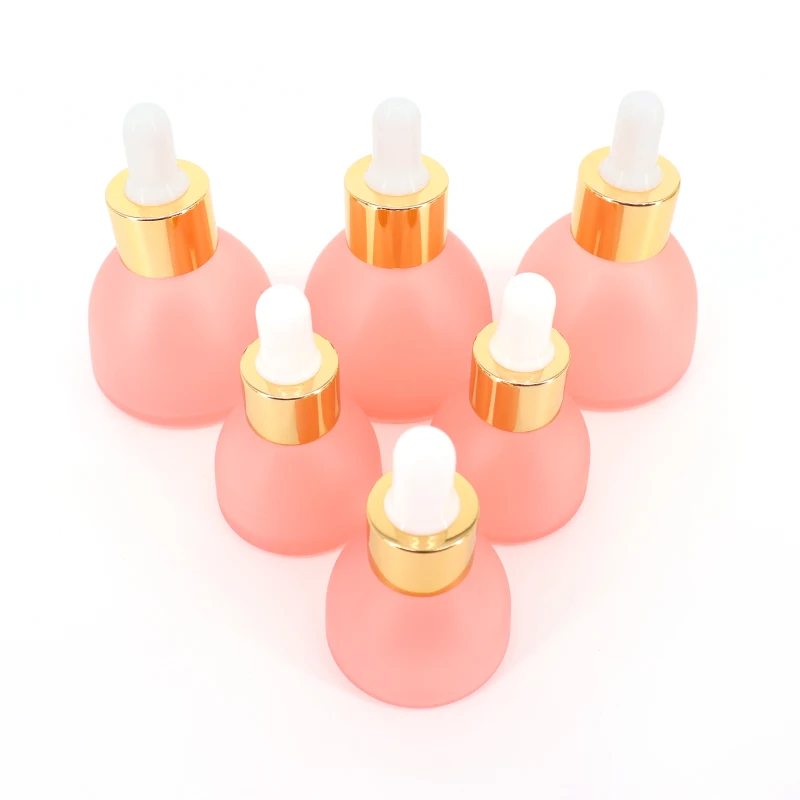 New Design 15ml 30ml Conical Shape Cosmetic Essential Oil Bottle Conical Shape Pink Dropper Bottle Packaging For Cosmetic