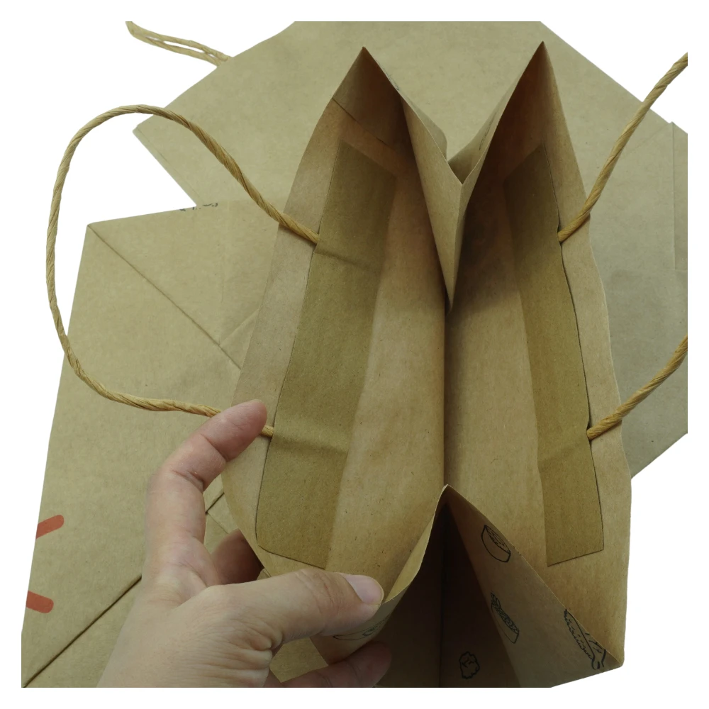 Recycled Shopping Carrier Bag Twisted Handle Your Own Logo Nuts Kernels Packaging Brown Bag Kraft Paper Bags