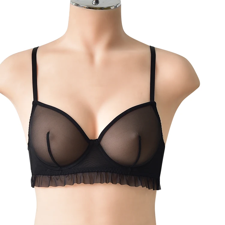 High Quality RTS Wholesale Women Mesh Underwire Bra Sexy Transparent Lingerie Bra New Design Women Bra & Brief Set