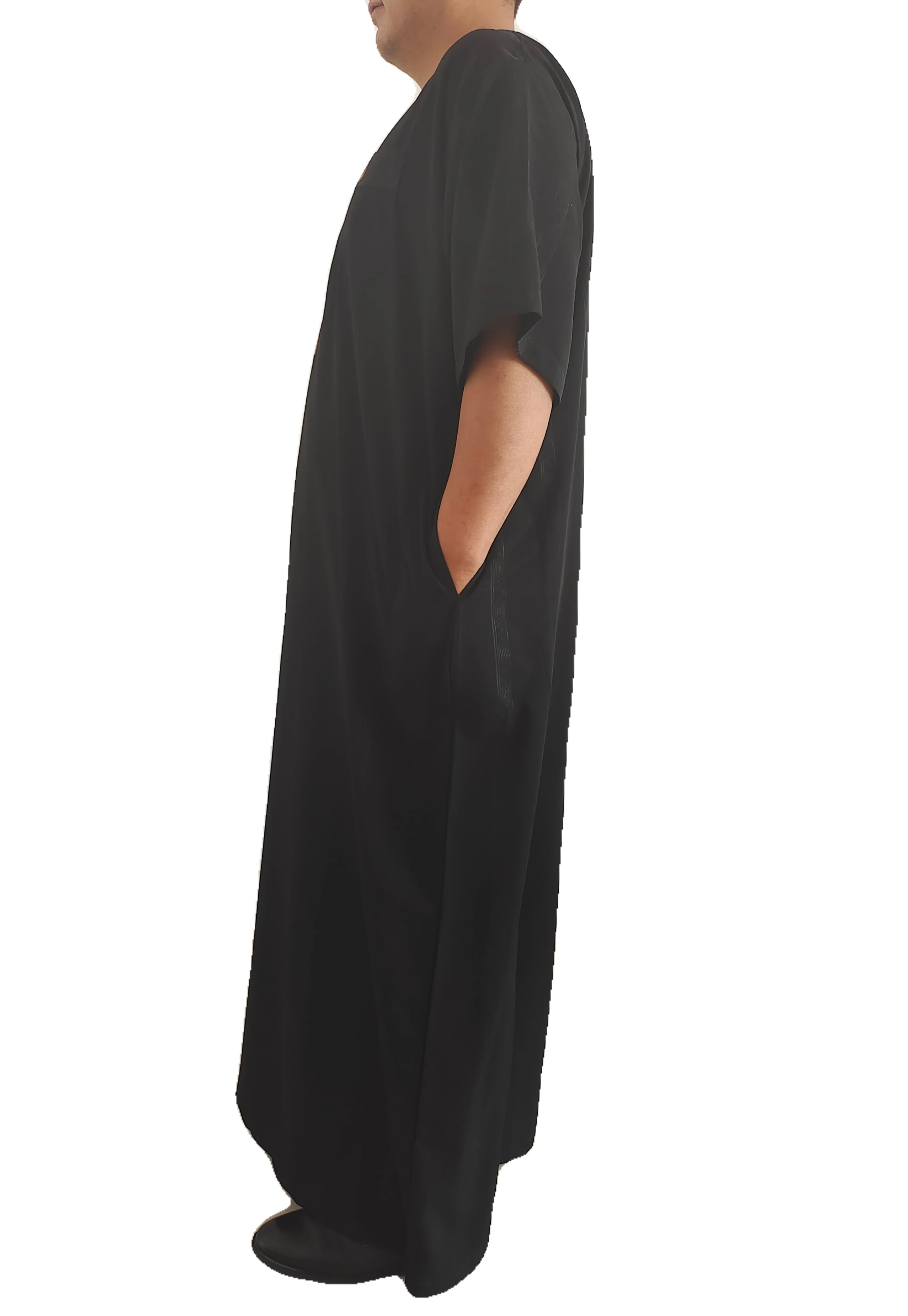 
Pure Color Muslim Men Praying Ramadan Embroidery Fashion Men Robe 