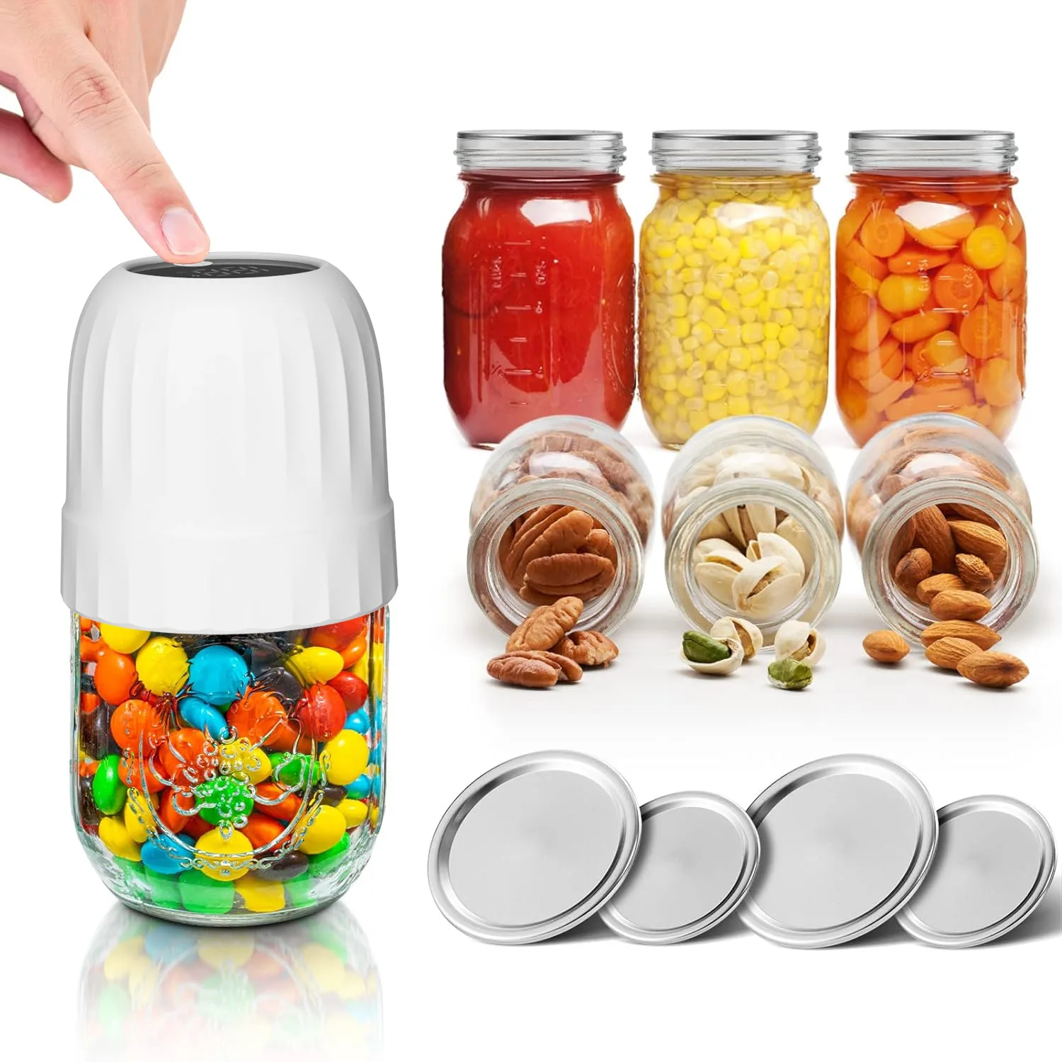 Electric Mason Jar Vacuum Sealer Kit Mason Can Automatic Sealing Machine rice cookie deli meat powder desktop vacuum sealer