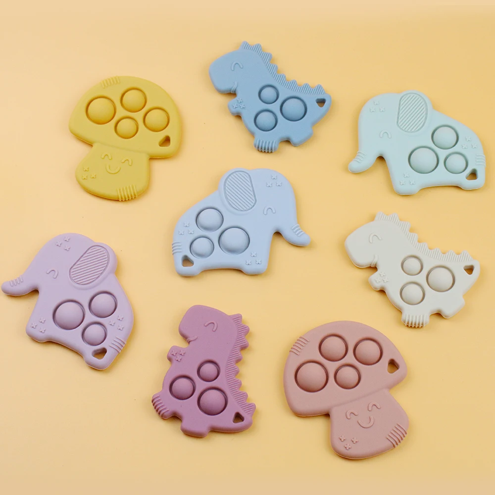 Custom Wholesale Manufacturer Silicone Lovely Kids Teething Toys Silicon Baby Pop Mushroom Teether Toys