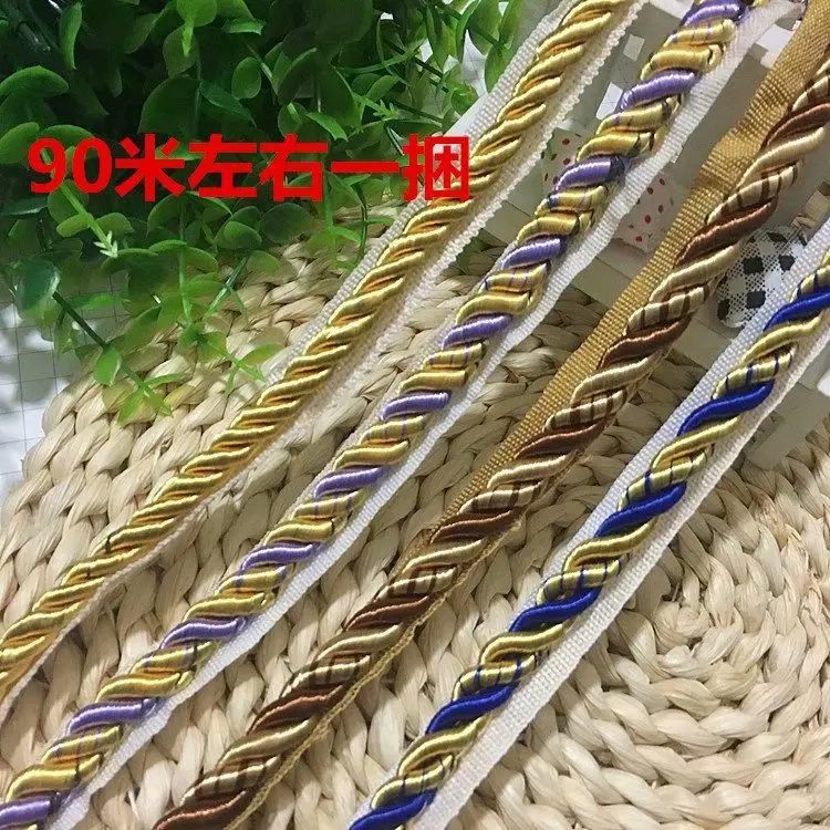 Curtain Accessories with Cloth Strip Sofa Binding Decorative Colorful Fried Dough Twist Rope WITH LIP