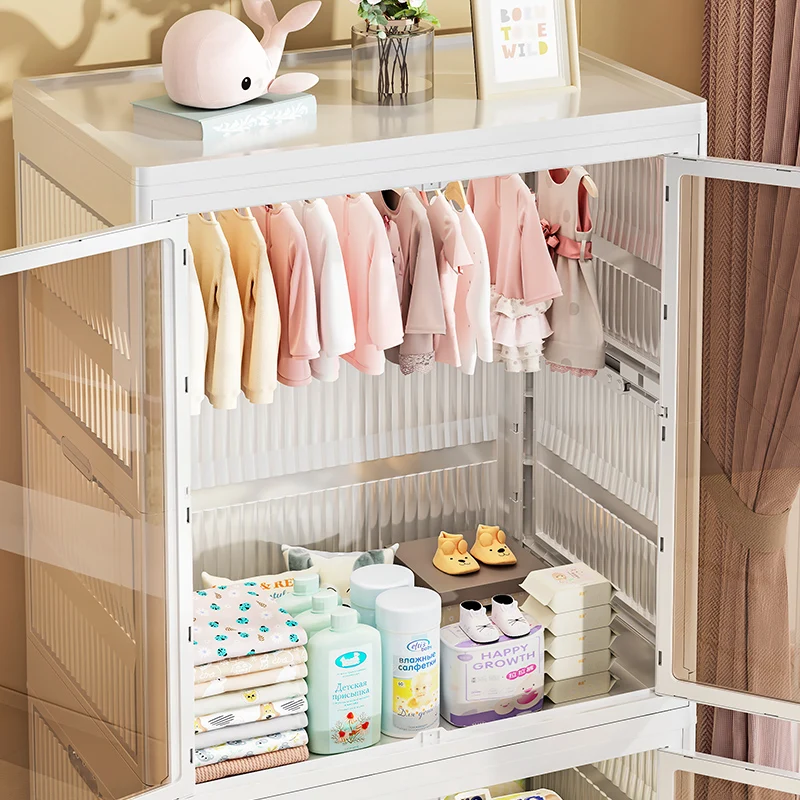 Stackable Shelf Plastic Closet Storage Cubes With Handles Foldable Shoe Rack Pull Out Drawer Cabinet Organizer