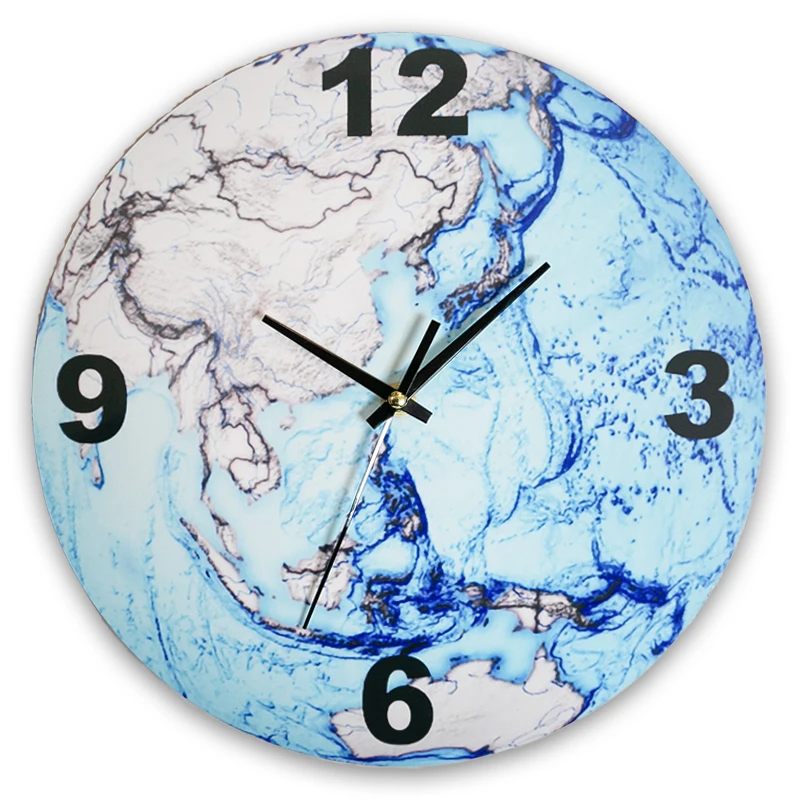 Customized Design Home Decoration Antique Finishes 12 Inch World Map Round Wall Clock