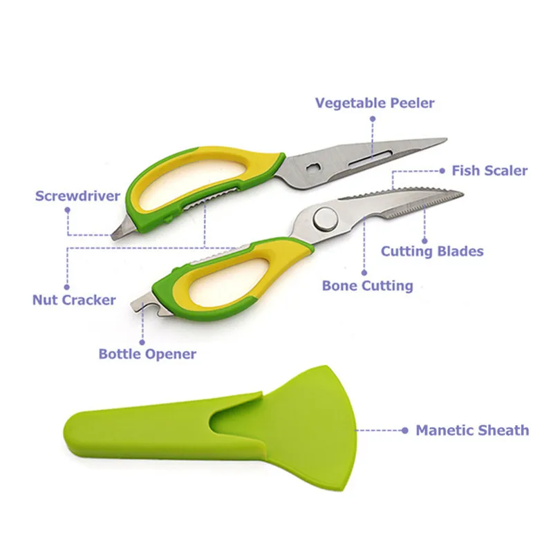 Spot Super sharp Detachable 7 in 1 Kitchen Shears Multifunction Stainless Steel Kitchen Scissors With Magnetic Holder