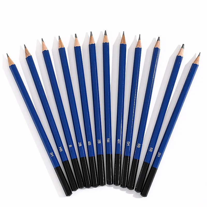 Meihui Art 12pcs Sketch Pencil Set Sketching Pencils 5H 4H 3H 2H HB B 2B 3B 4B 5B 6B 8B Graphite Pencils