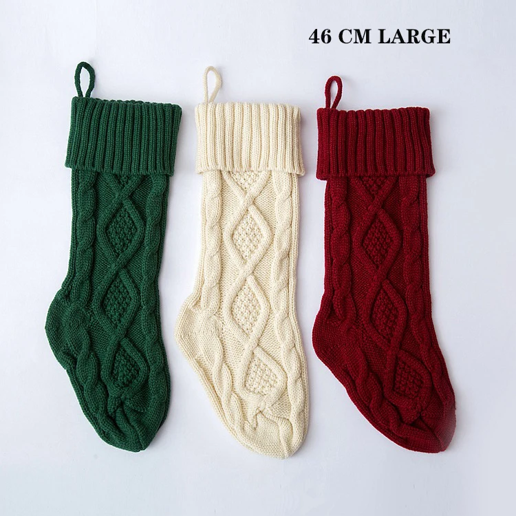 Wholesale Large 46CM knitted wall decoration candy bag gift bag socks ornament Christmas stocking