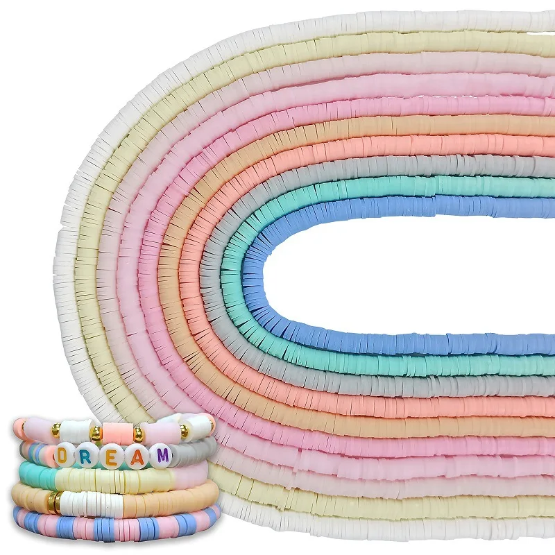 Wholesale Rainbow Mix Polymer Clay Bracelet Beads Boho Heishi Polymer Clay Disc 6mm Beads for Jewelry Making