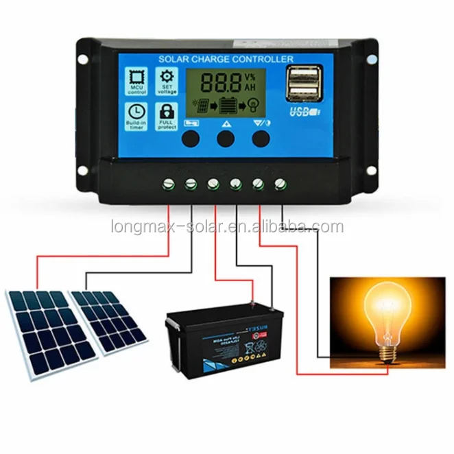LED Display 12V 24V 10A 20A 30A Solar Charger Controller Pwm Solar Controller
