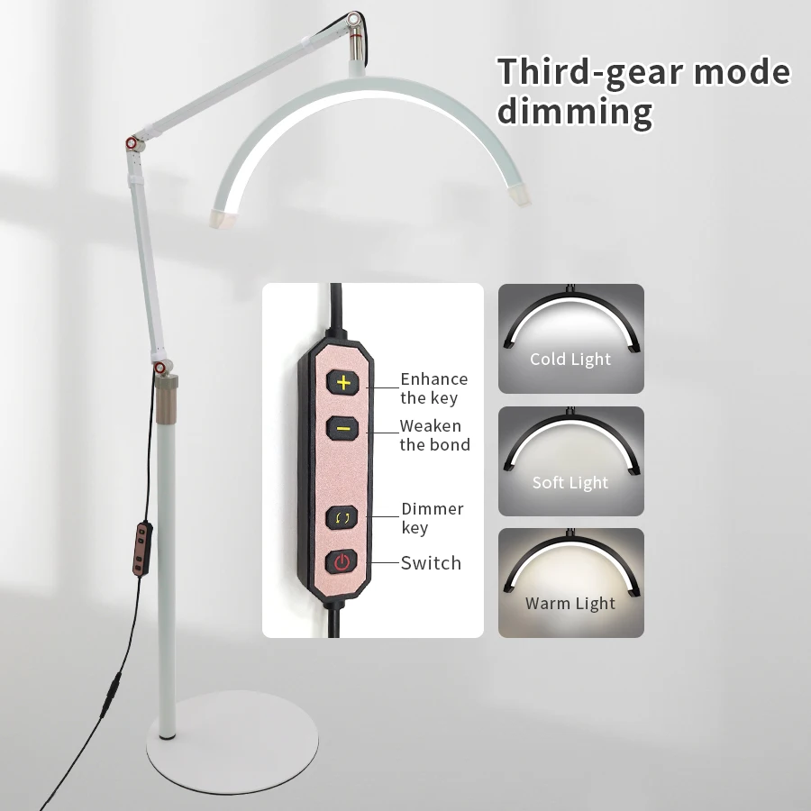 16-inch Beauty Light 20W Floor Clamp Half Moon Light Dual-purpose Aluminum Alloy LED Black Modern ABS Nordic Design Lamp 192 Pcs