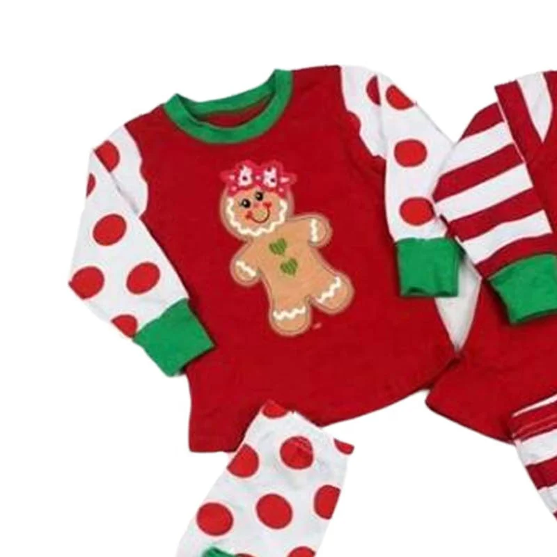 Best selling New fashion children clothing Kid Christmas gingerbread pajamas boys and girls