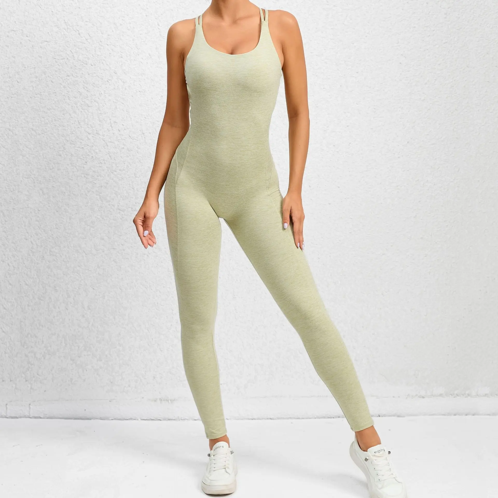 Nude Tight Quick Dry Sleeveless Yoga Wear Women Training Dance Fitness Exercise Yoga Bodysuit