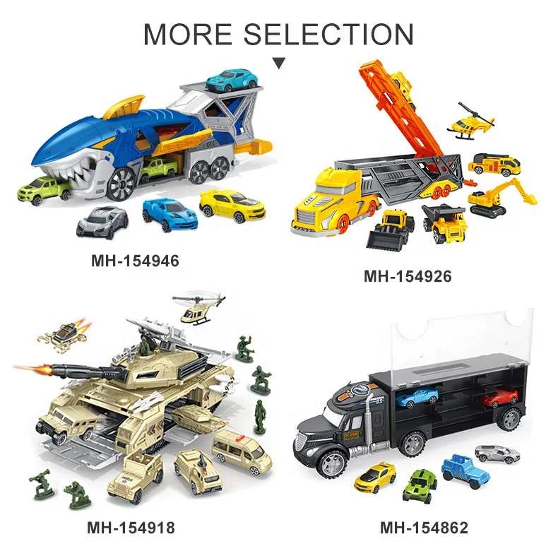 Boys model vehicle track trailer truck toy container truck with alloy mini car