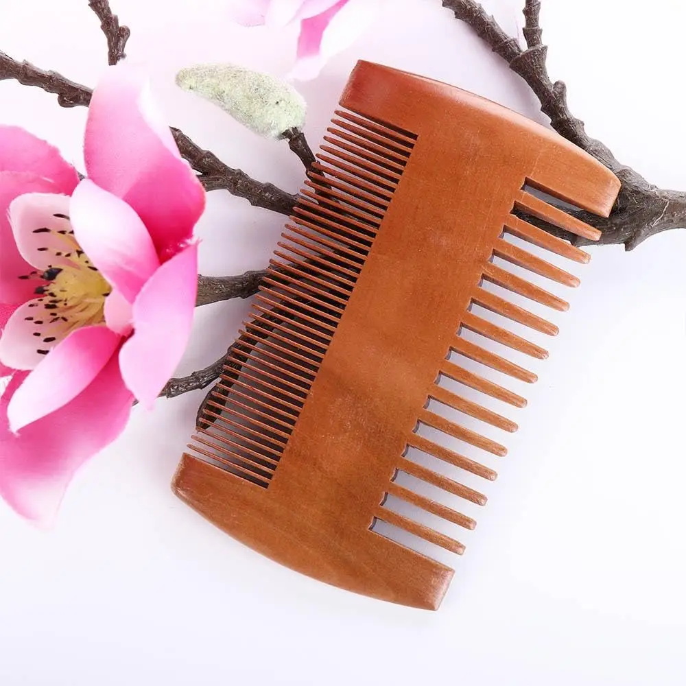 Wholesale cheap double sided moustache comb men wooden pocket beard comb
