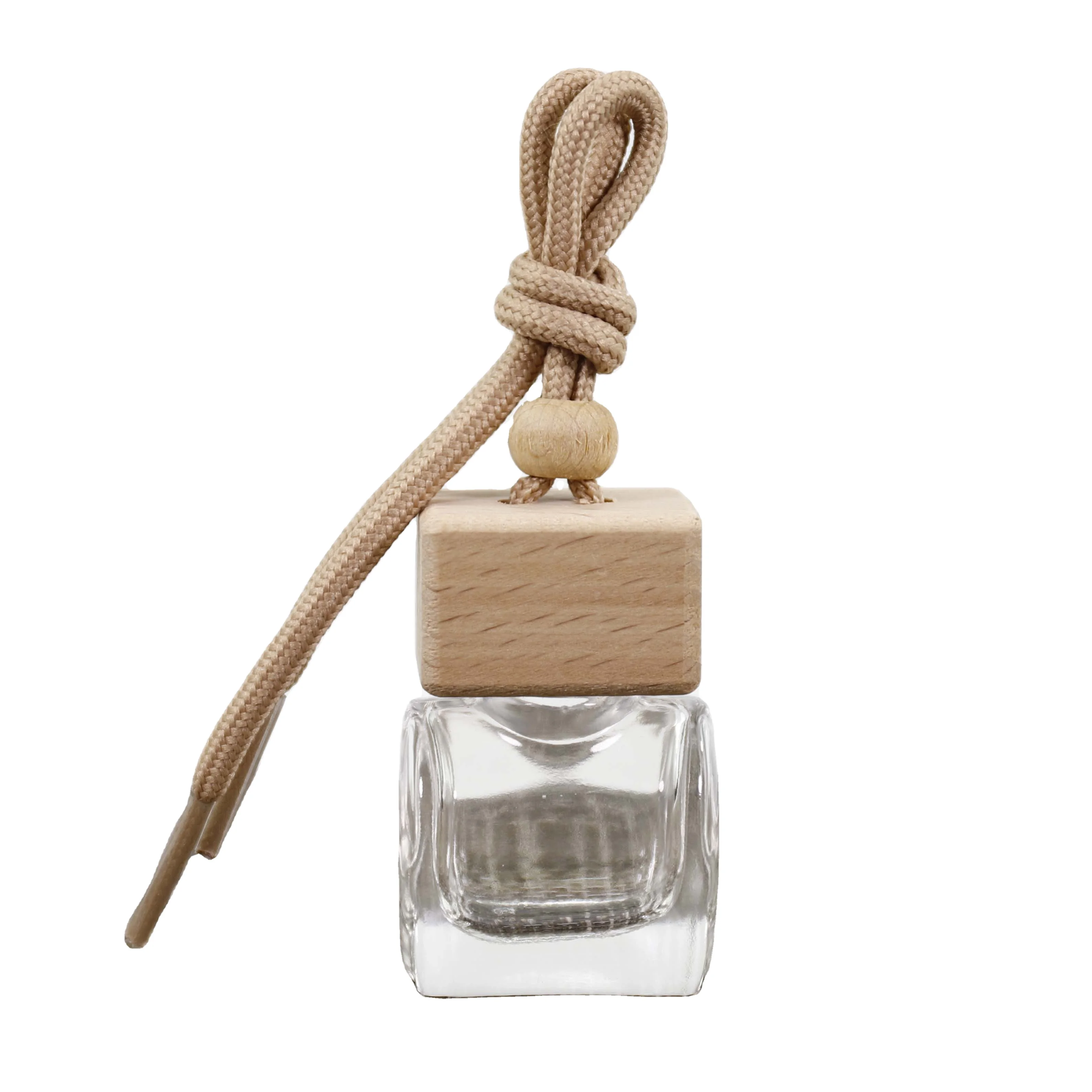 Aroma Diffuser 8Ml Fragrance Bottle Diffuser Glass Car Air Freshener Hanging Perfume Bottle With Wooden
