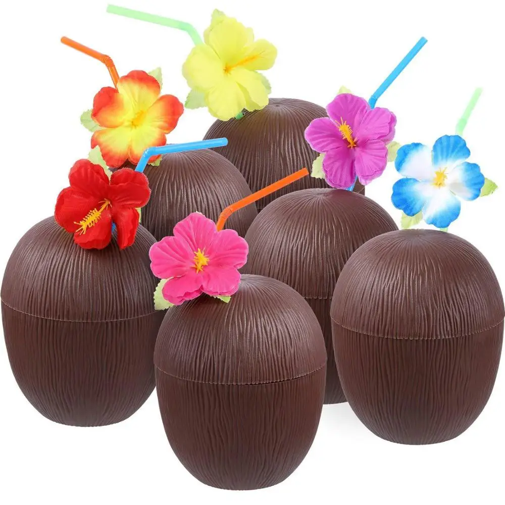 Кокосовые чашки для гавайской Luau детская вечеринка тики и пляжная веселые напитков или
