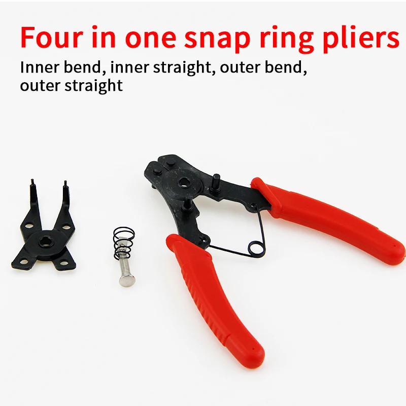 Multi-Functional Four-in-One Steel Snap Ring Pliers Disassembly Tool Plastic Internal External Use OEM Customizable Retaining