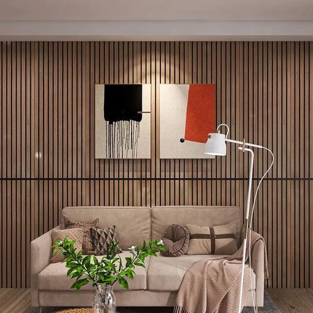KASARO Good Quality Modern mdf akupanel wood slatted wall acoustic felt panel acoustic panels