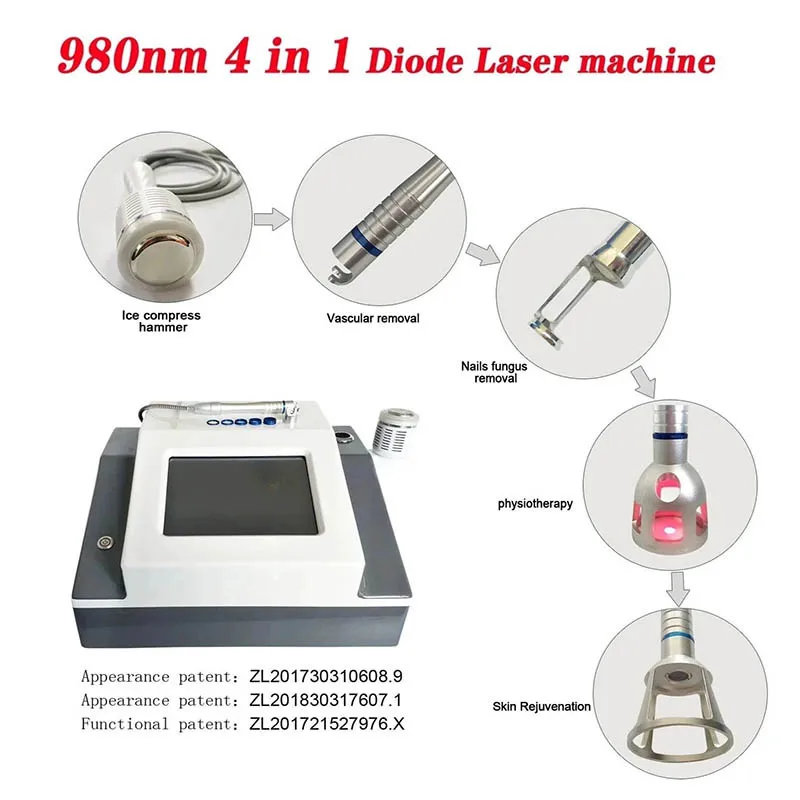 2023 Factory Direct Sale 4 IN 1 Nail Fungus Spider Red Blood Portable Vein Therapy 980 Nm Diode Laser Vascular Removal Machine